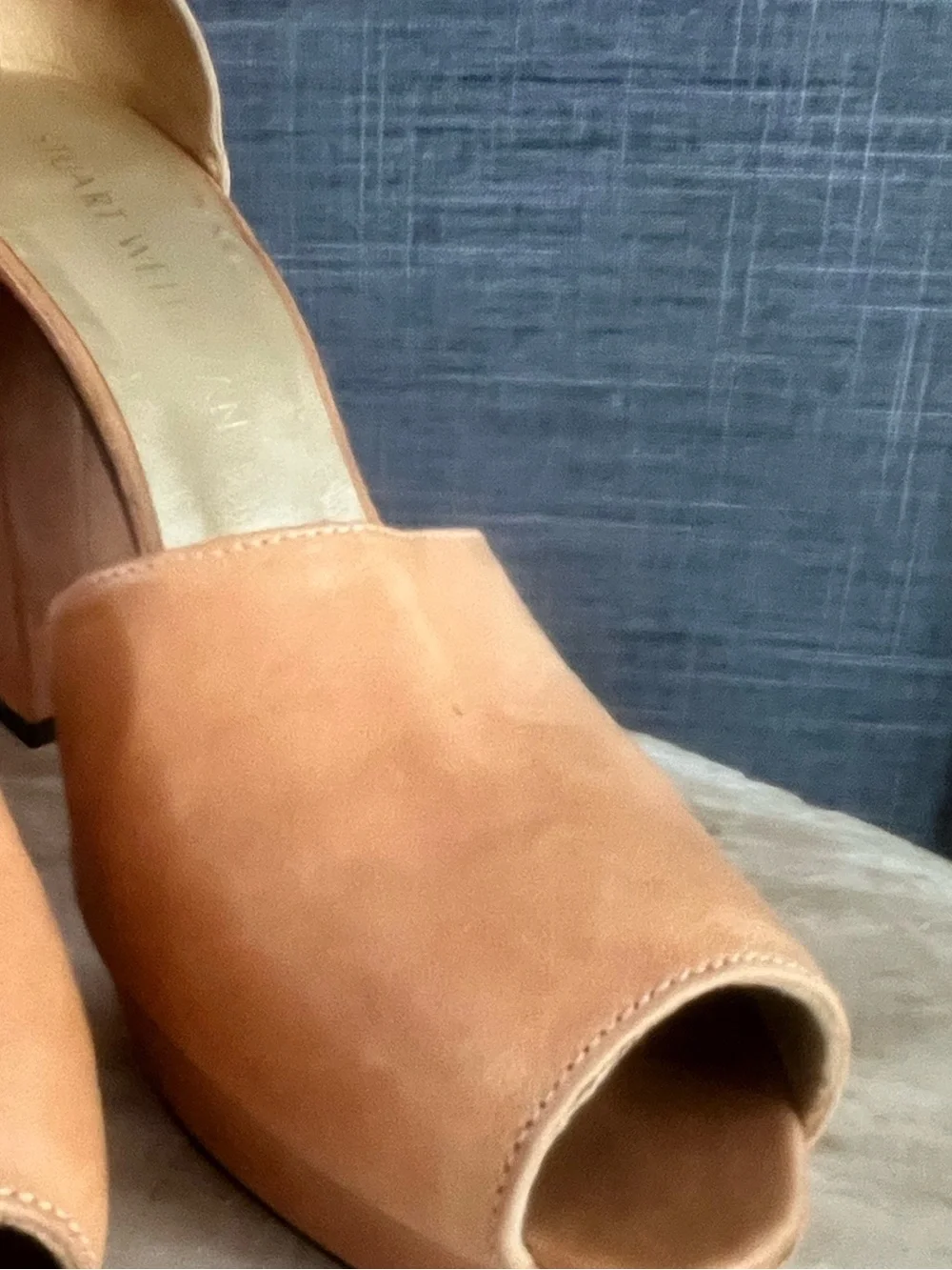 Stuart Weitzman Tan Leather Ankle Strap Platform Block Heel Sandals | Size 7.5